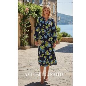 Essentiel Antwerp Elodie Floral Wrap Dress 2 Blue NWT